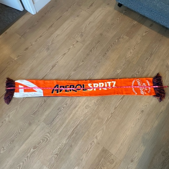 Aperol Spritz reversible Ski Scarf Orange & Blue Tassel Winter Wrap Apres-Ski - Picture 8 of 9